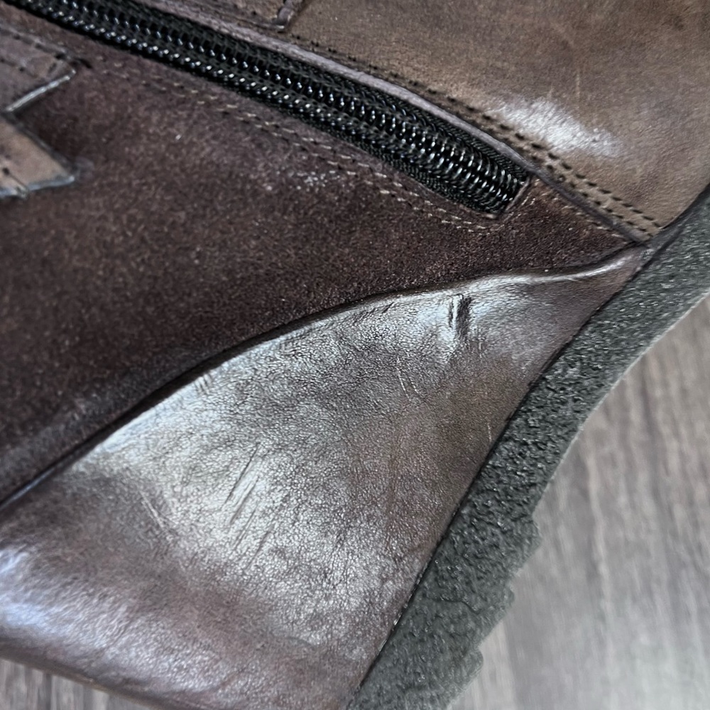 * Miz Mooz Brown Leather Wedge Ankle Booties | Narcissa Strap Boot | EU 38/7.5-8 - Picture 14 of 15